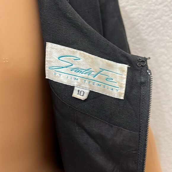 Santa Fe Dress by Jim Tremblay Size 10 Scoop Neck Short Sleeve Pearls Trim Midi - Picture 8 of 10